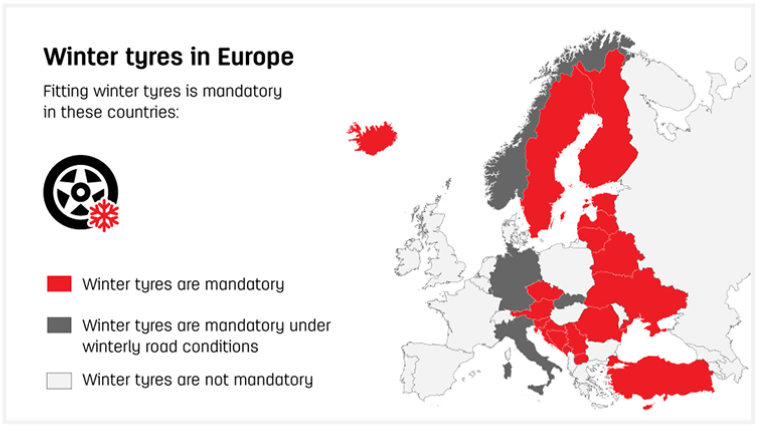Where winter tires are law