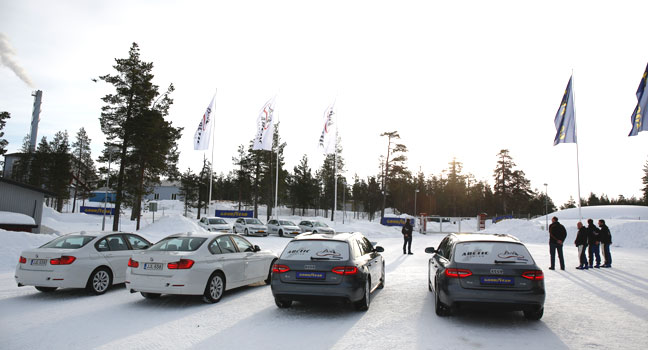 The goodyear testing team in northern Finland for snow and ice testing